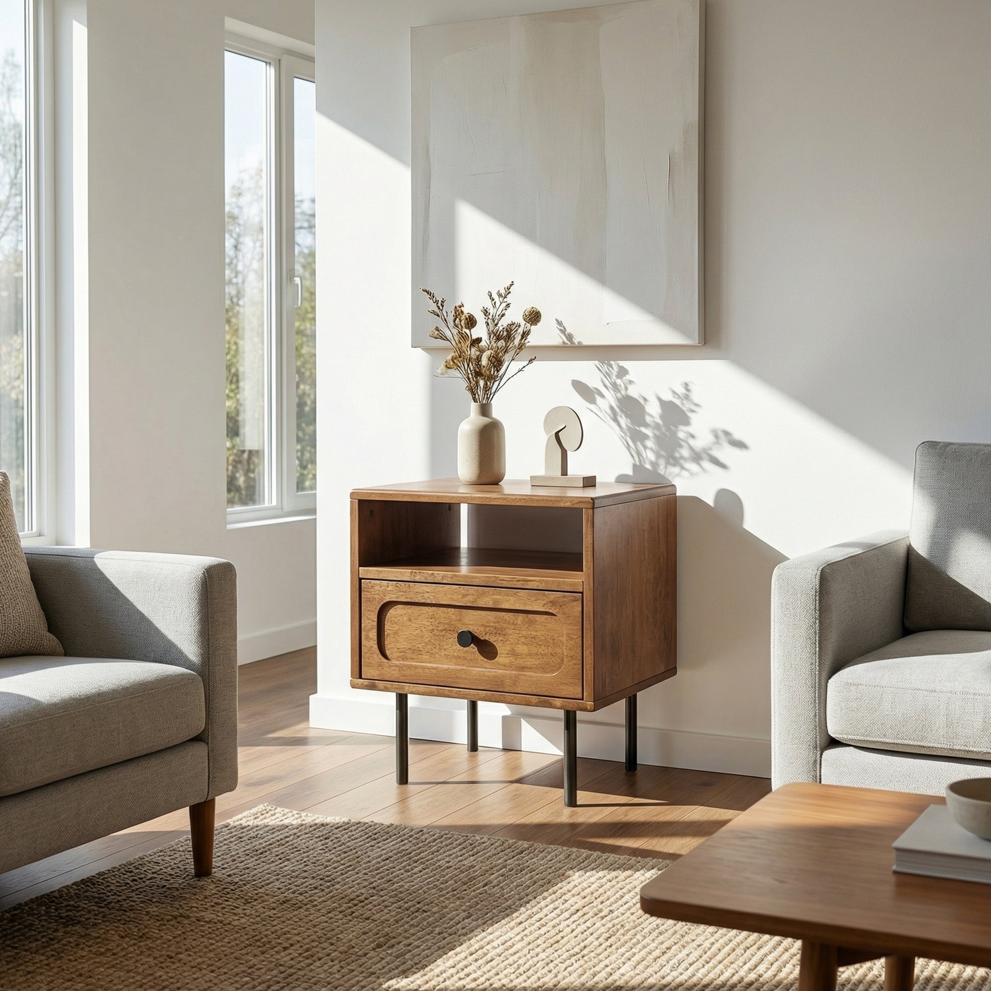 Savana Solid Wood Single-Drawer Nightstand