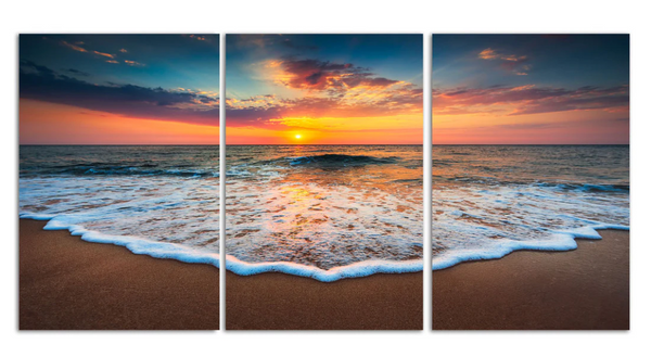 3pc Ocean Views Glass Wall Art
