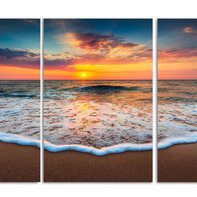 3pc Ocean Views Glass Wall Art