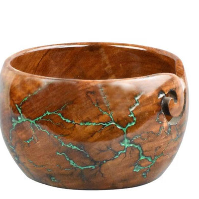 Handcrafted Rosewood Yarn Bowl with Unique Resin Accents