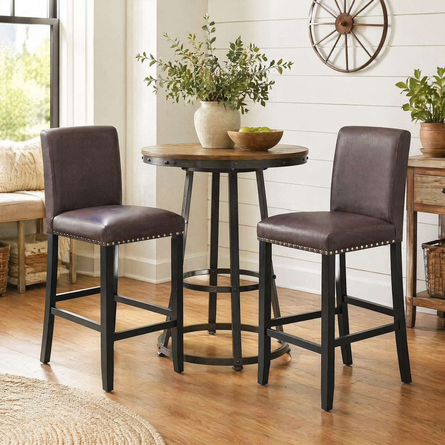 Bar Stools with Back Set of 2 - 25.5