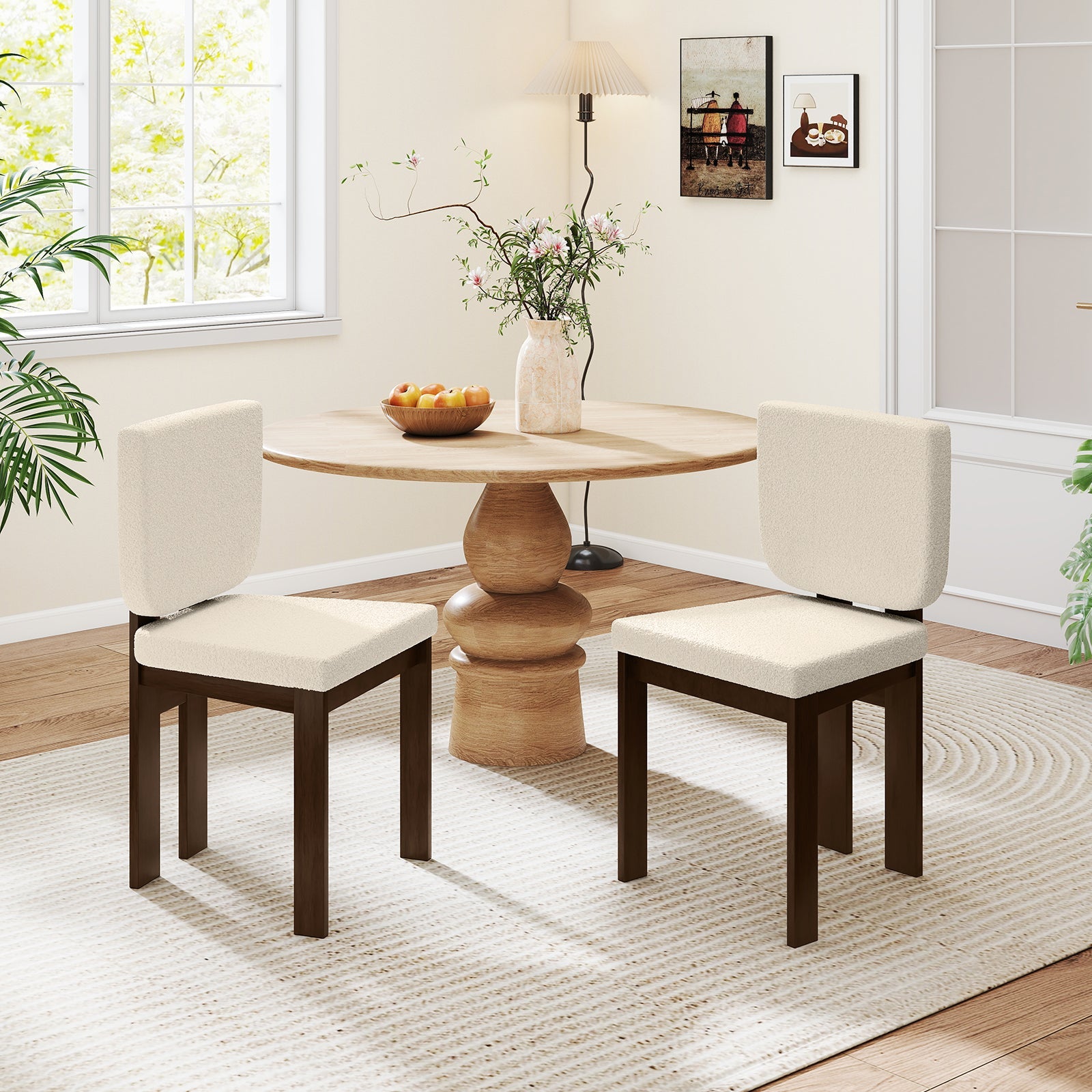 Wooden Dining Chair Set of 2 with Rubber Wood Leg