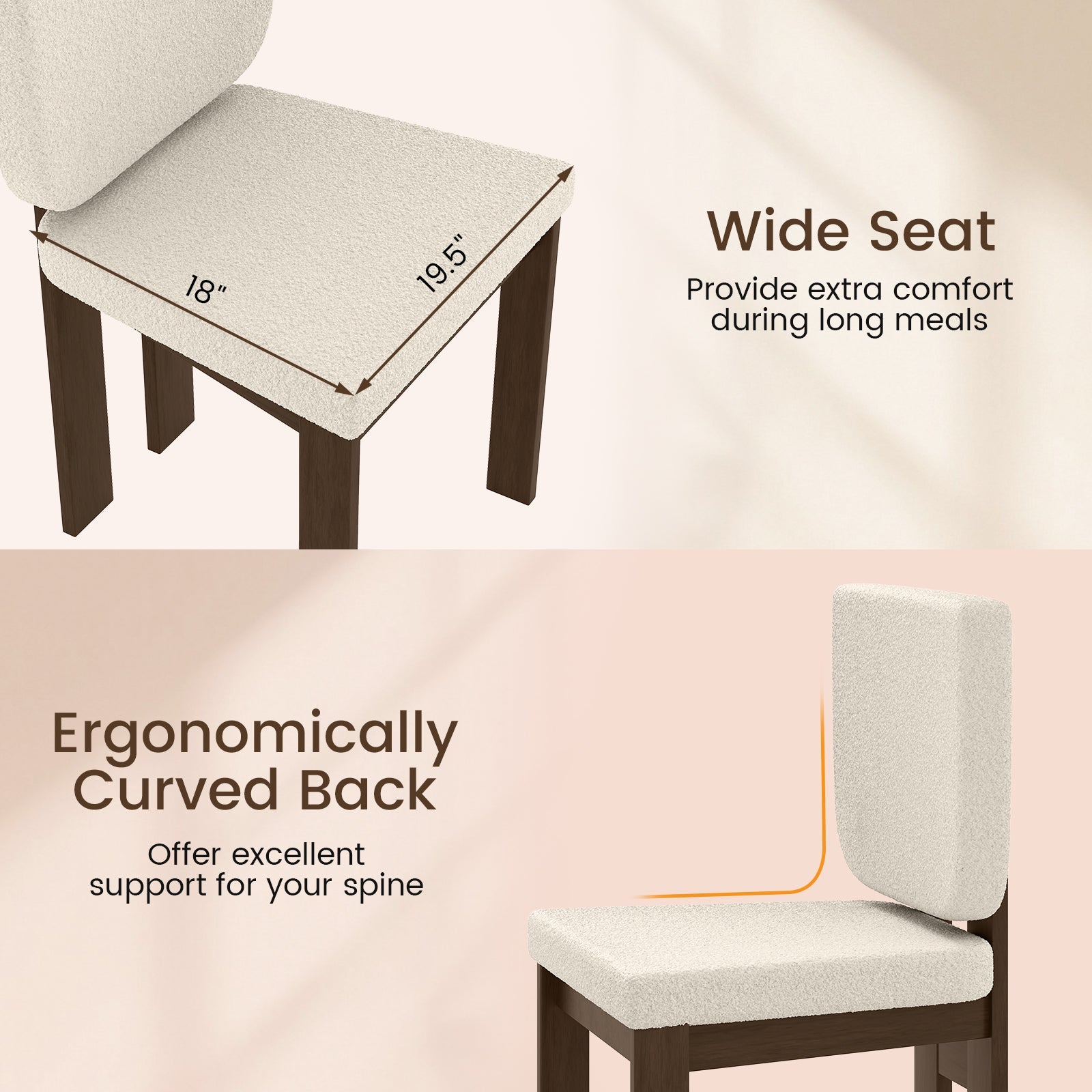 Wooden Dining Chair Set of 2 with Rubber Wood Leg