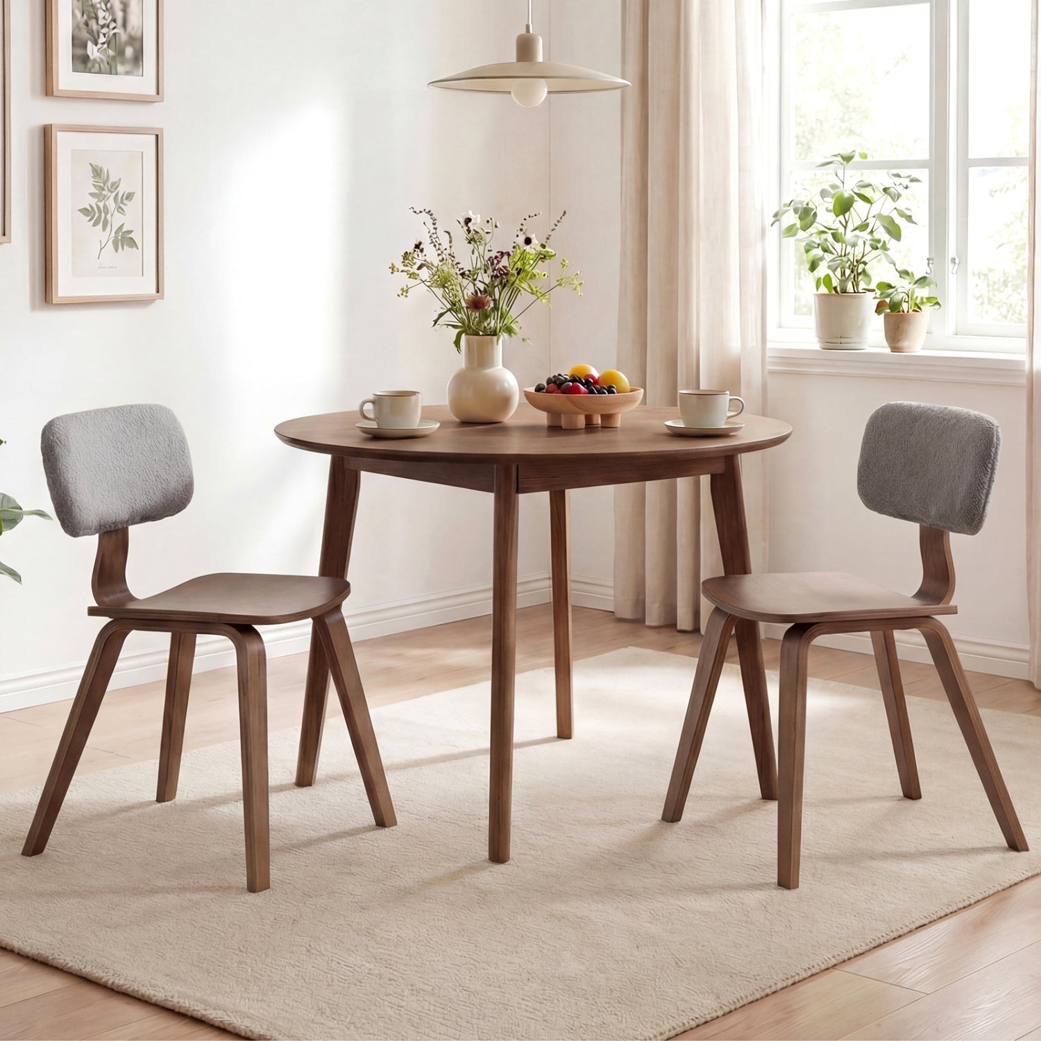 Set of 2 Rubber Wood Dining Room Chairs