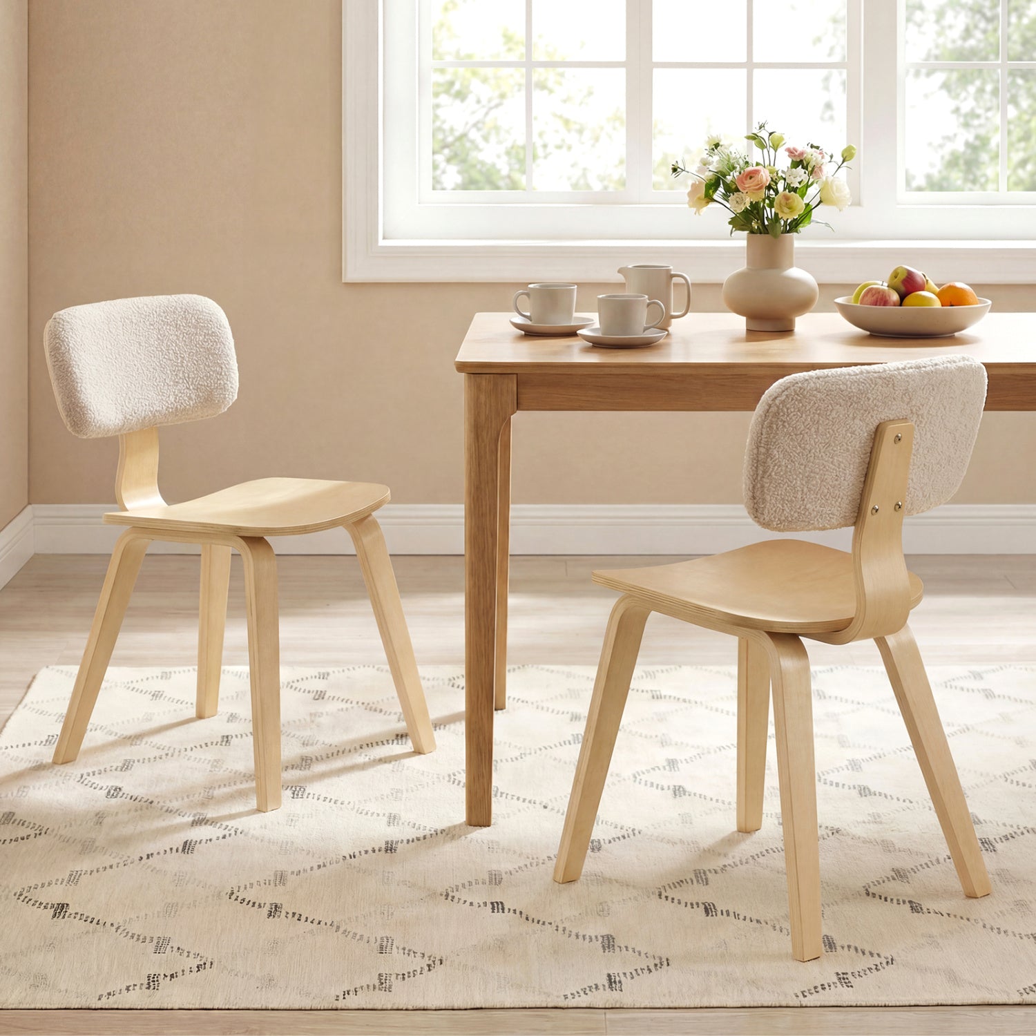 Set of 2 Rubber Wood Dining Room Chairs