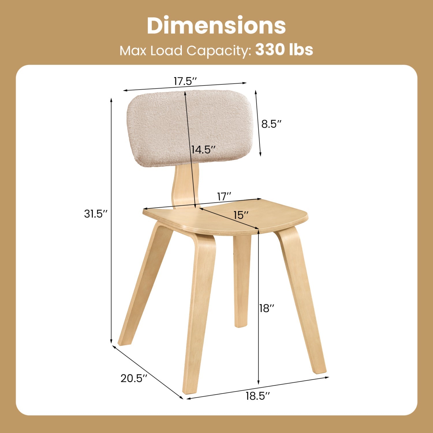 Set of 2 Rubber Wood Dining Room Chairs