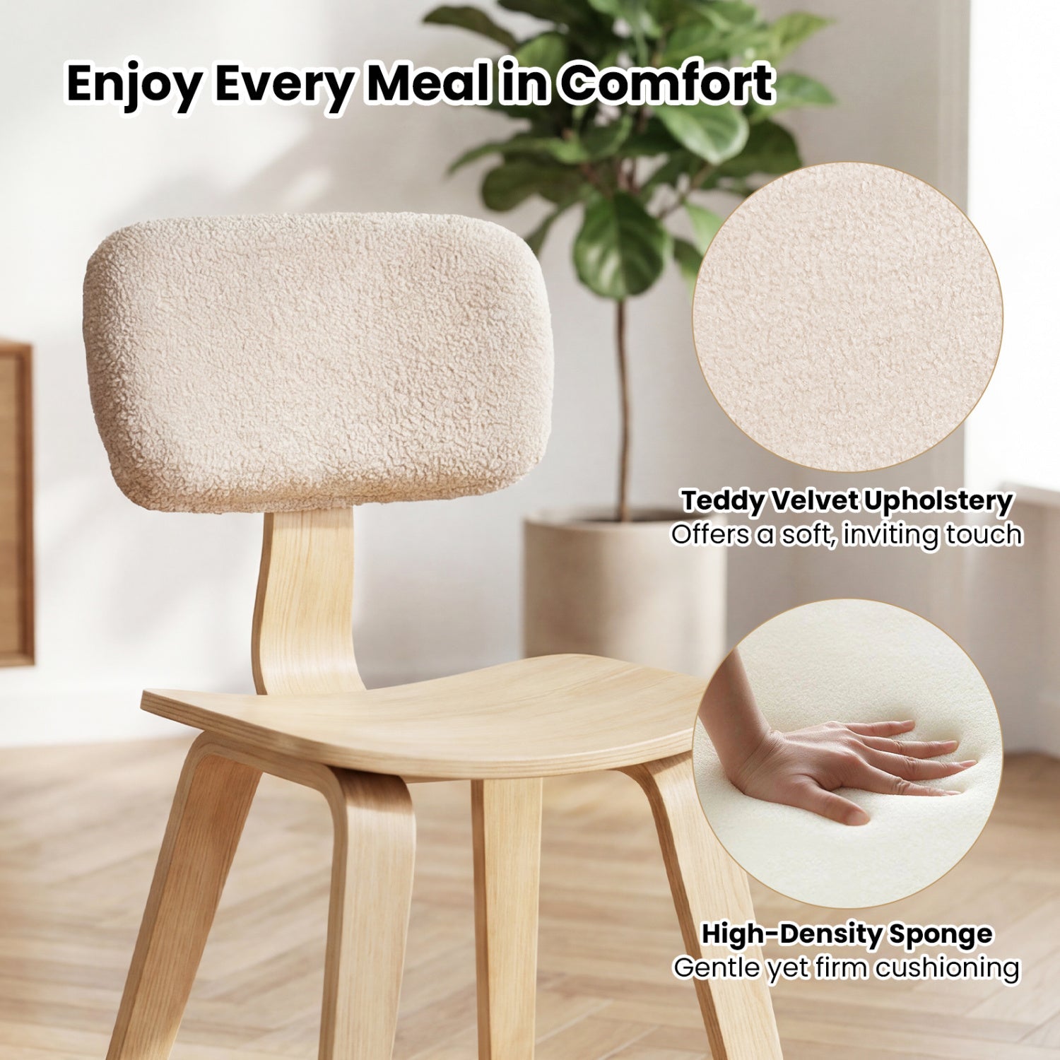 Set of 2 Rubber Wood Dining Room Chairs