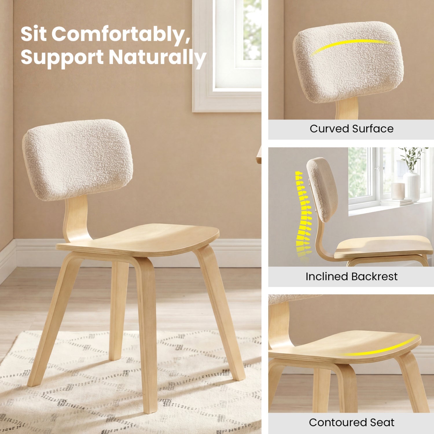 Set of 2 Rubber Wood Dining Room Chairs