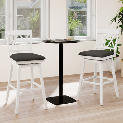 Set of 2 Swivel Bar Stools Counter Height Barstools with Backrest