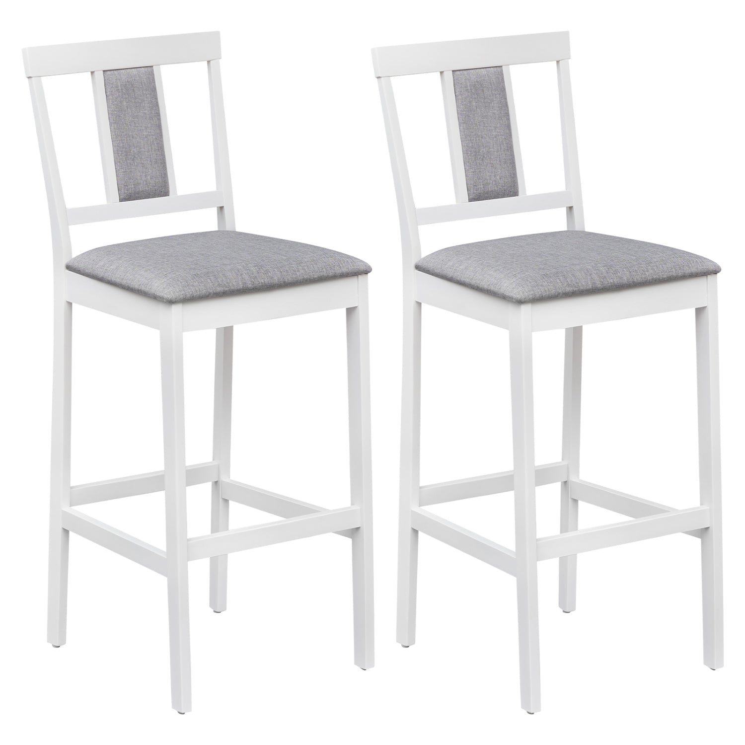 Set of 2 Upholstered Barstool 29.5 Inch Bar Height with Solid Rubber Wood Frame