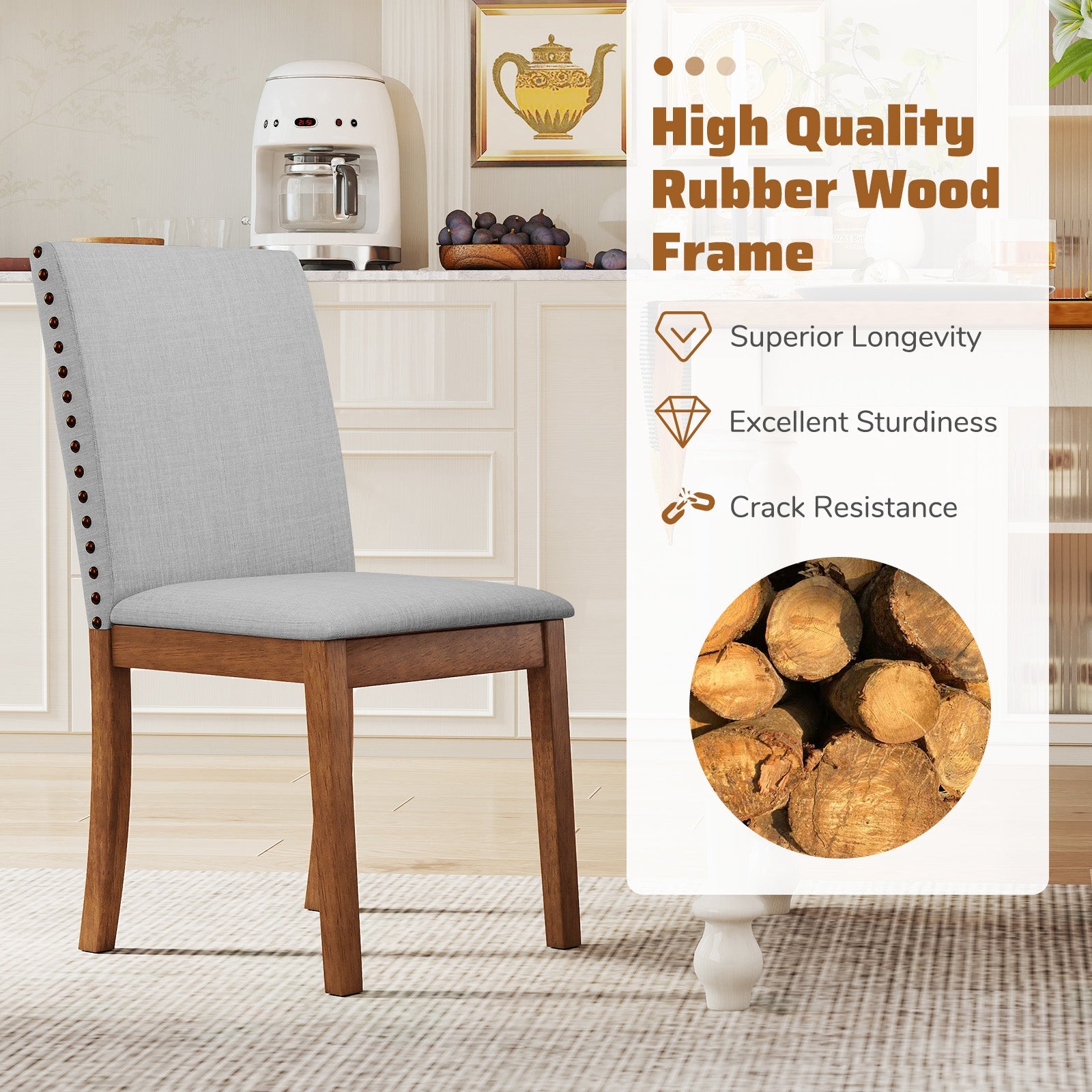 Set of 2 Upholstered Dining Chairs