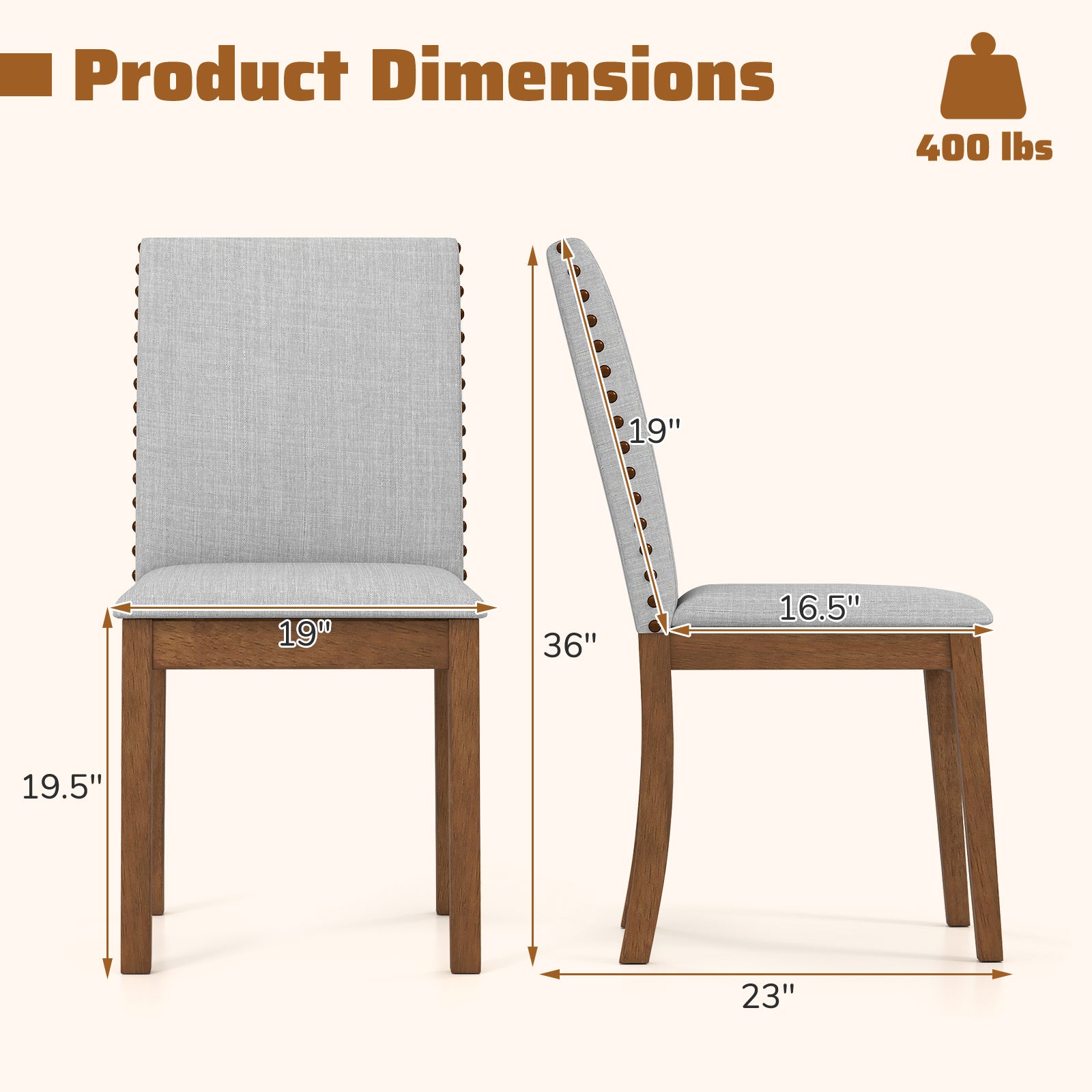 Set of 2 Upholstered Dining Chairs