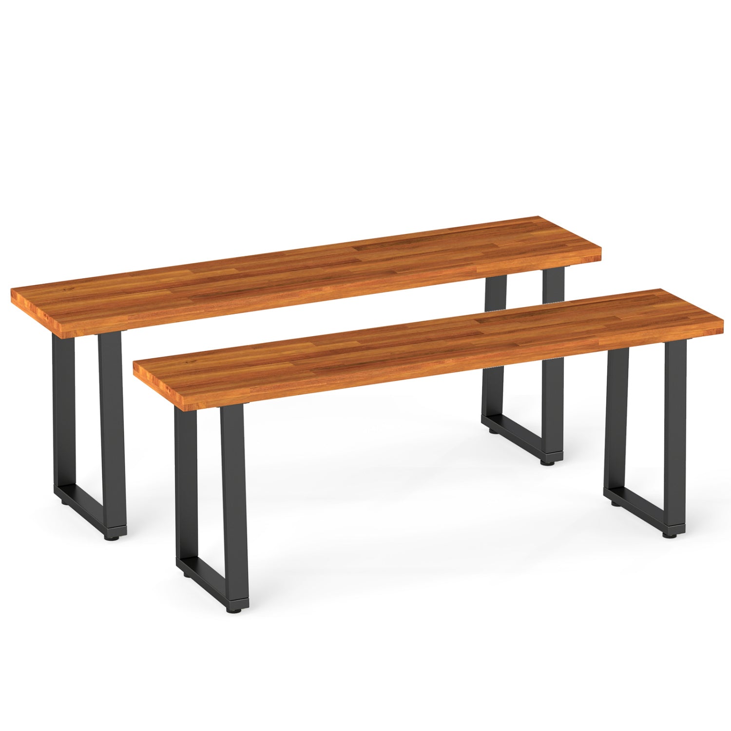 Acacia Wood Patio Bench Set of 2, 47.5