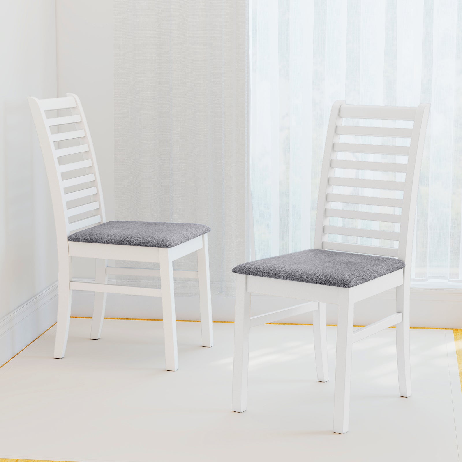 Set of 2 Wooden Dining Chair with Rubber Wood Legs