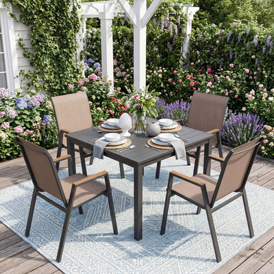 Set of 4 - Stackable Patio Dining Chairs with High Backs