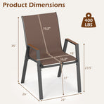 Set of 4 - Stackable Patio Dining Chairs with High Backs