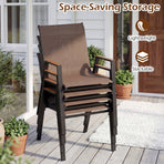 Set of 4 - Stackable Patio Dining Chairs with High Backs