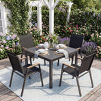 Set of 4 - Stackable Patio Dining Chairs with High Backs