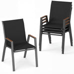 Set of 4 - Stackable Patio Dining Chairs with High Backs