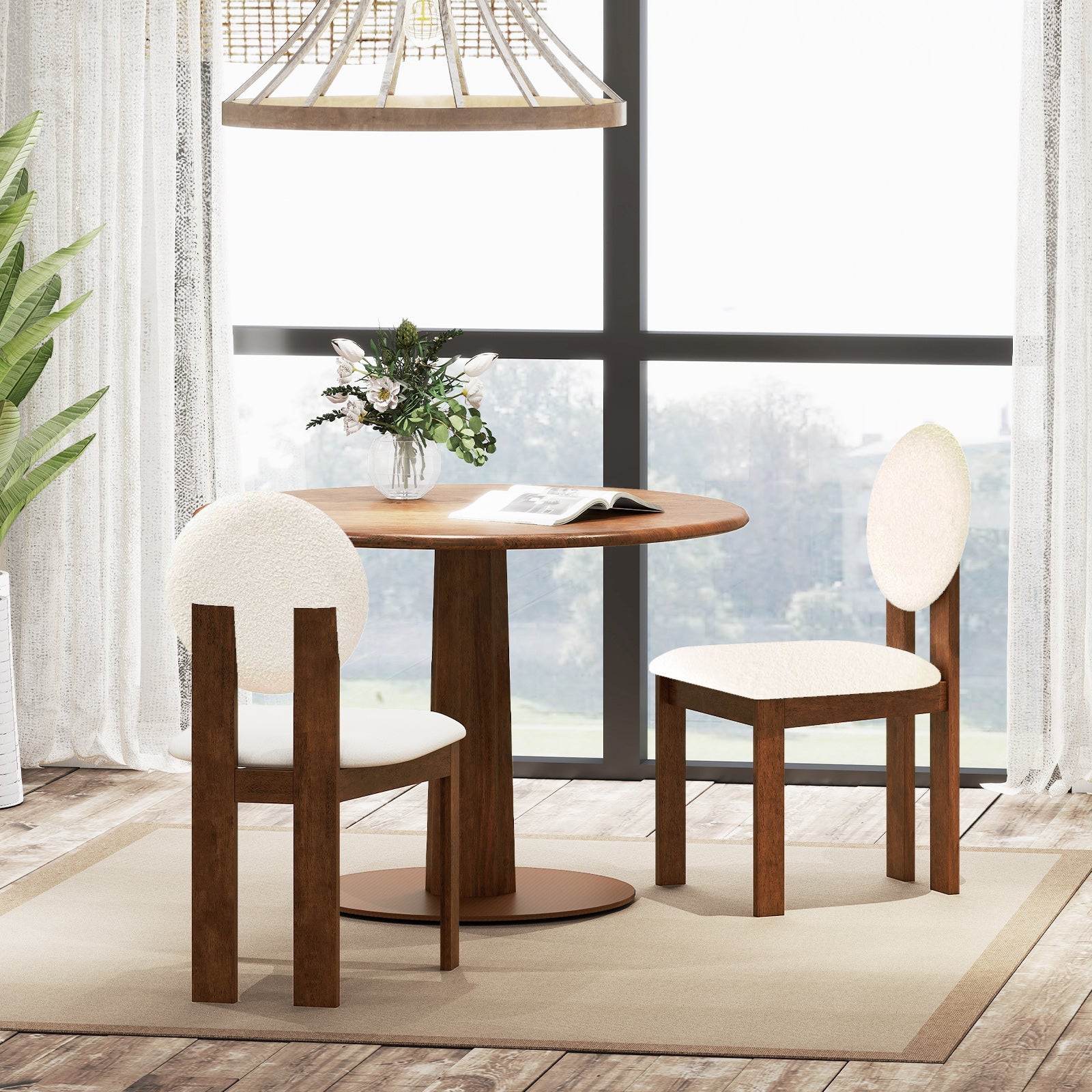 Sherpa Dining Chairs Set of 2 with Rubber Wood Legs