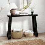 Solid Rubber Wood Console Table 43inch with Thick Tabletop