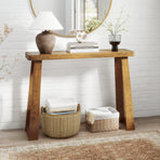 Solid Rubber Wood Console Table 43inch with Thick Tabletop