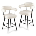 Swivel Bar Stool Set of 2 Counter Height Chairs with Curved Back