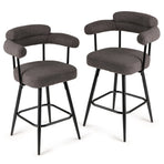 Swivel Bar Stool Set of 2 Counter Height Chairs with Curved Back