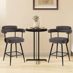 Swivel Bar Stool Set of 2 Counter Height Chairs with Curved Back