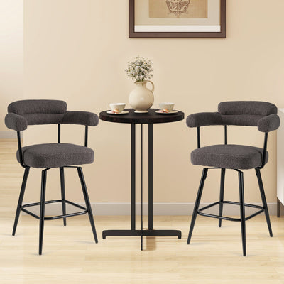 Swivel Bar Stool Set of 2 Counter Height Chairs with Curved Back