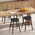 Swivel Bar Stools Set of 2 with Padded Contoured Seat and Footrest-Black & Brown