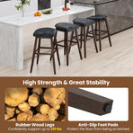 Swivel Bar Stools Set of 2 with Padded Contoured Seat and Footrest-Black & Brown