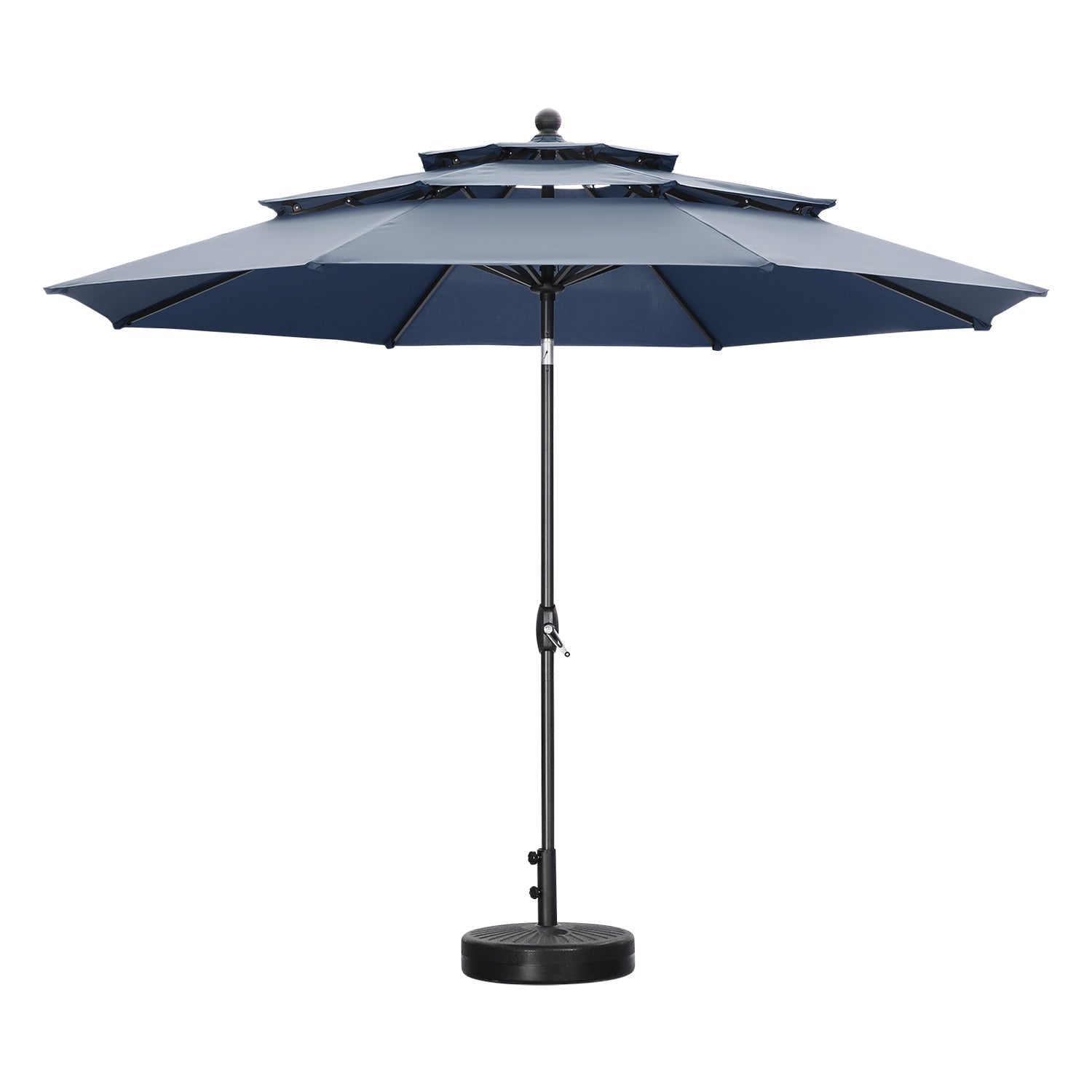 Ainfox 10FT 3 tier vented Outdoor Table Umbrella with Round Umbrella Base For Beach Market Backyard