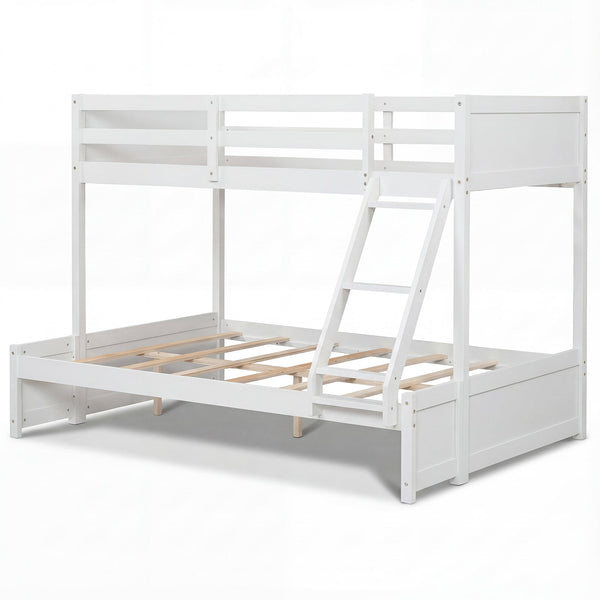 Twin Over Full Bunk Bed with Ladder and Full-Length Guardrails
