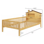 Montessori Bed with House-Shaped Headboard and Built-in Storage Shelf