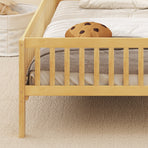 Montessori Bed with House-Shaped Headboard and Built-in Storage Shelf
