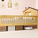 Montessori Bed with House-Shaped Headboard and Built-in Storage Shelf
