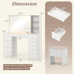 Vanity Desk with Mirror and Lights in White