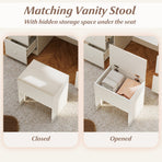 Vanity Desk with Mirror and Lights in White
