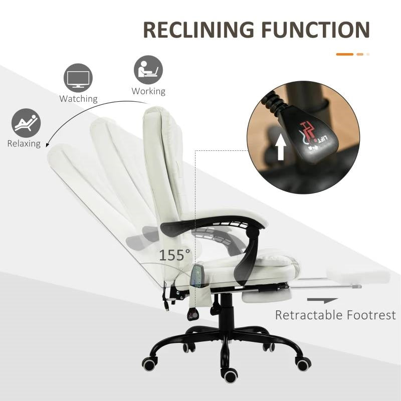 White Vibrating Back Massage Adjustable Office Chair