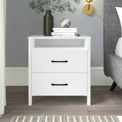 Modern 2-Drawer Nightstand in White Wood Finish