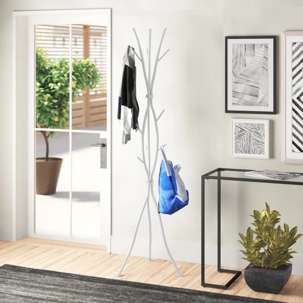 74-inch White Metal Coat Rack