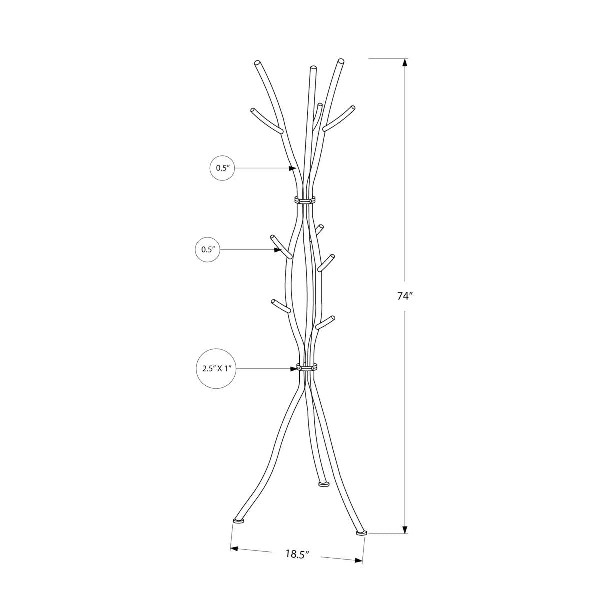 74-inch White Metal Coat Rack Entryway Hall Tree Umbrella Stand