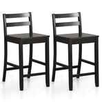 Wooden Bar Stools Set of 2 with Ergonomic Backrest and Footrest
