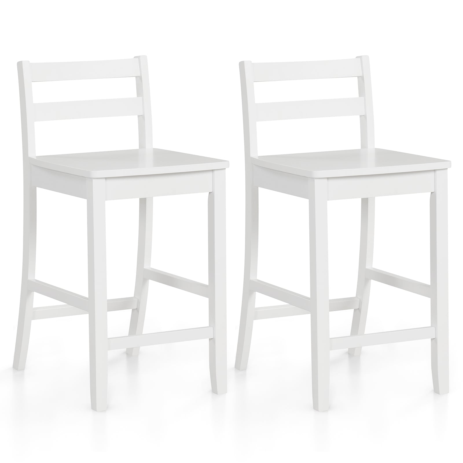 Wooden Bar Stools Set of 2 with Ergonomic Backrest and Footrest