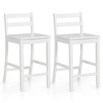 Wooden Bar Stools Set of 2 with Ergonomic Backrest and Footrest