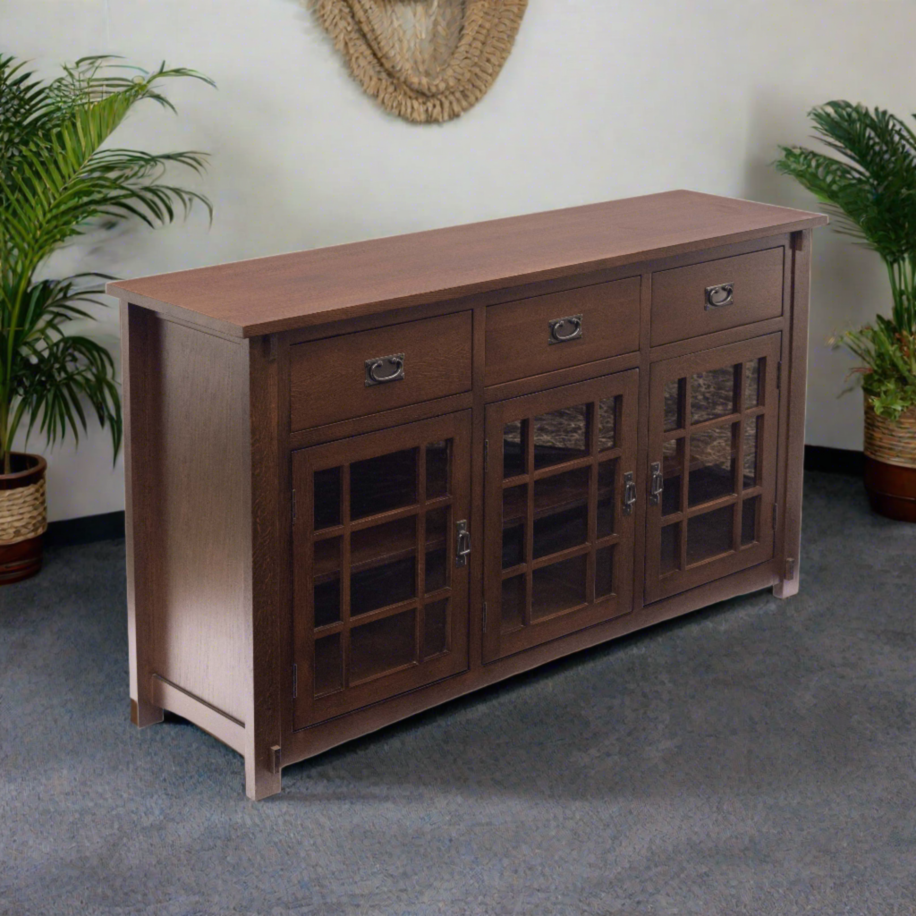 (Micheal's Cherry) Craftsman Mission Solid Oak Sideboard - 65