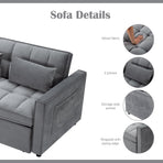 54 Inches Convertible Sofa Bed With Adjustable Backrest