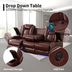 Techno Power Reclining Brown Leather Sofa Set