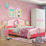 Girl's Upholstered Platform Toddler Girl Pattern Bed
